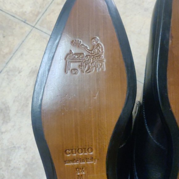 Massimo Matteo 9.5M wingtip single monk strap black made italy 7747 chisel toe - Picture 12 of 12